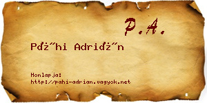 Páhi Adrián névjegykártya